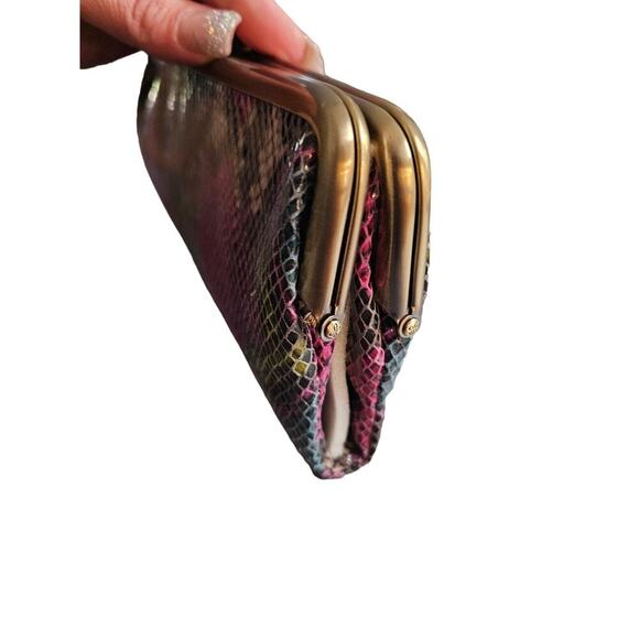 HOBO NWT & Dust Bag Leather Snakskin Lauren Wallet - Picture 3 of 8